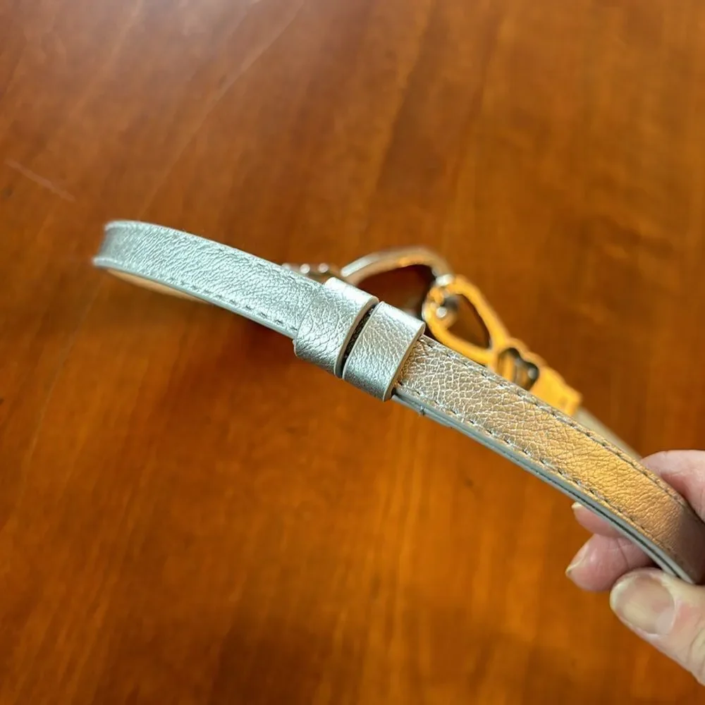 NEW. Chico's Vegan Adjustable Belt in Silver - M/L